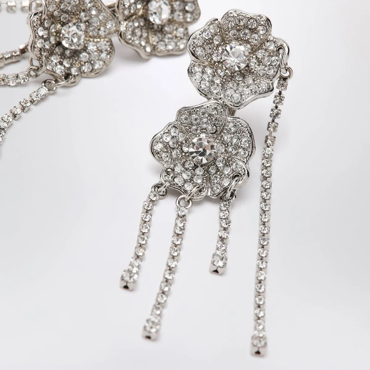 Alessandra Rich Silvertone Clipon Earrings With Crystal