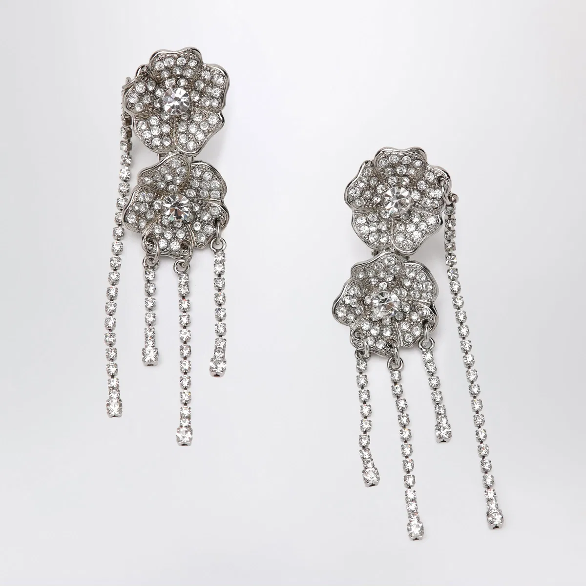 Alessandra Rich Silver-Tone Clip-On Earrings With Crysta