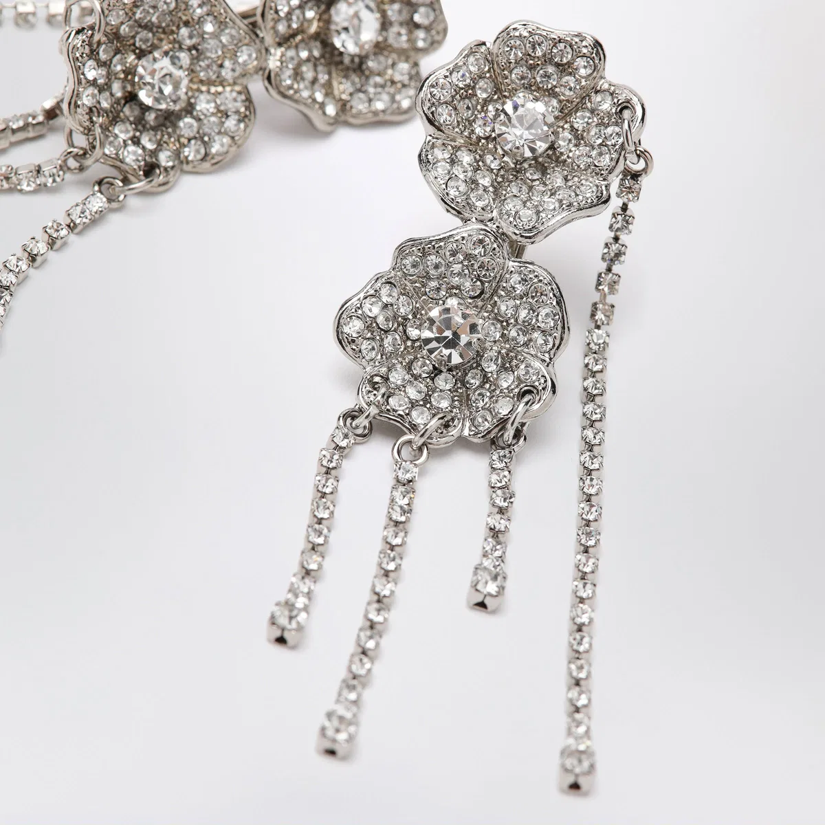 Alessandra Rich Silver-Tone Clip-On Earrings With Crysta