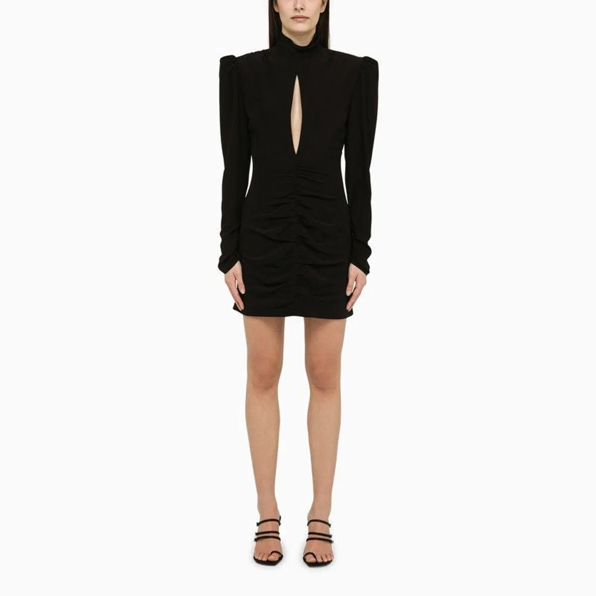 Alessandra Rich Black Draped Silk Minidress