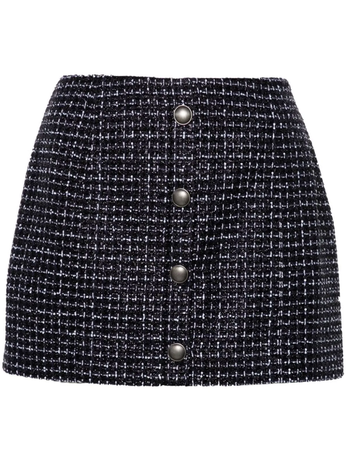 Alessandra Rich Sequin Checked Tweed Mini Skirt