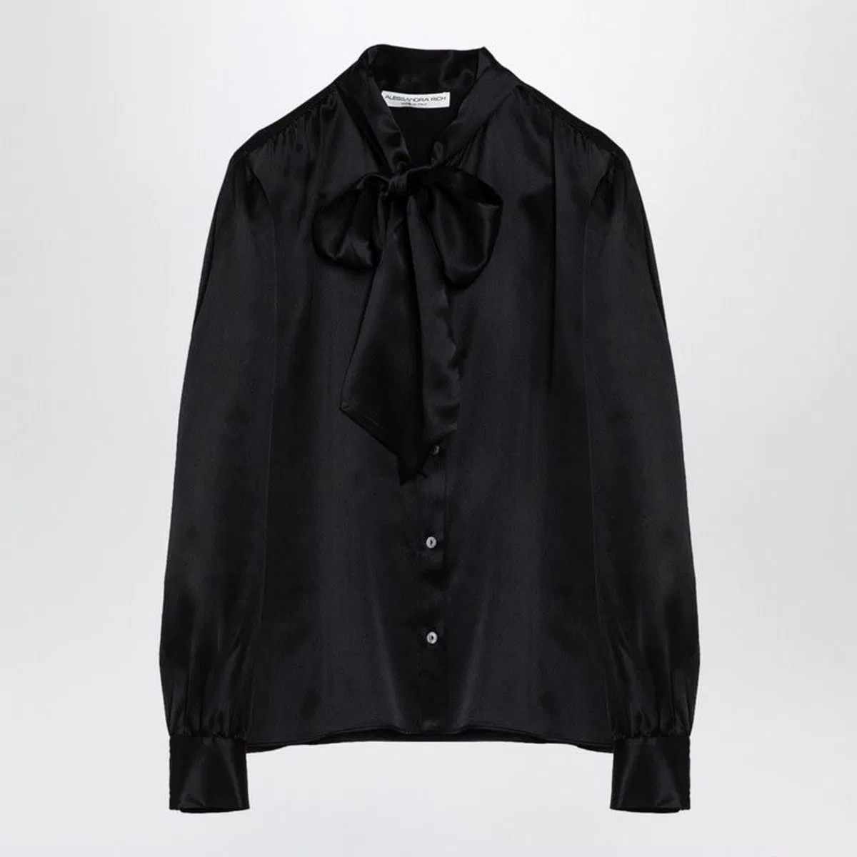 Alessandra Rich Black Silk Shirt With Bow