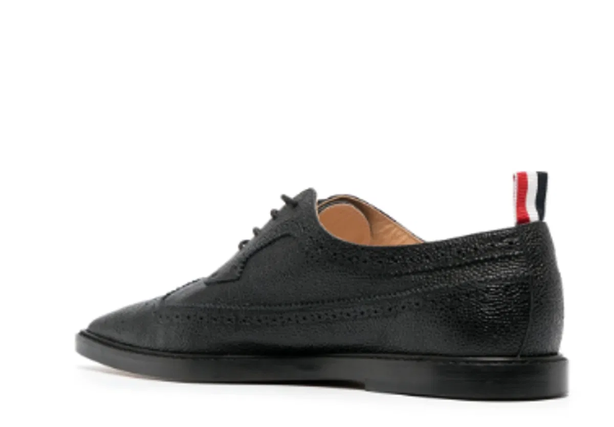 Thom Browne Pointed-Toe Leather Brogues, Black