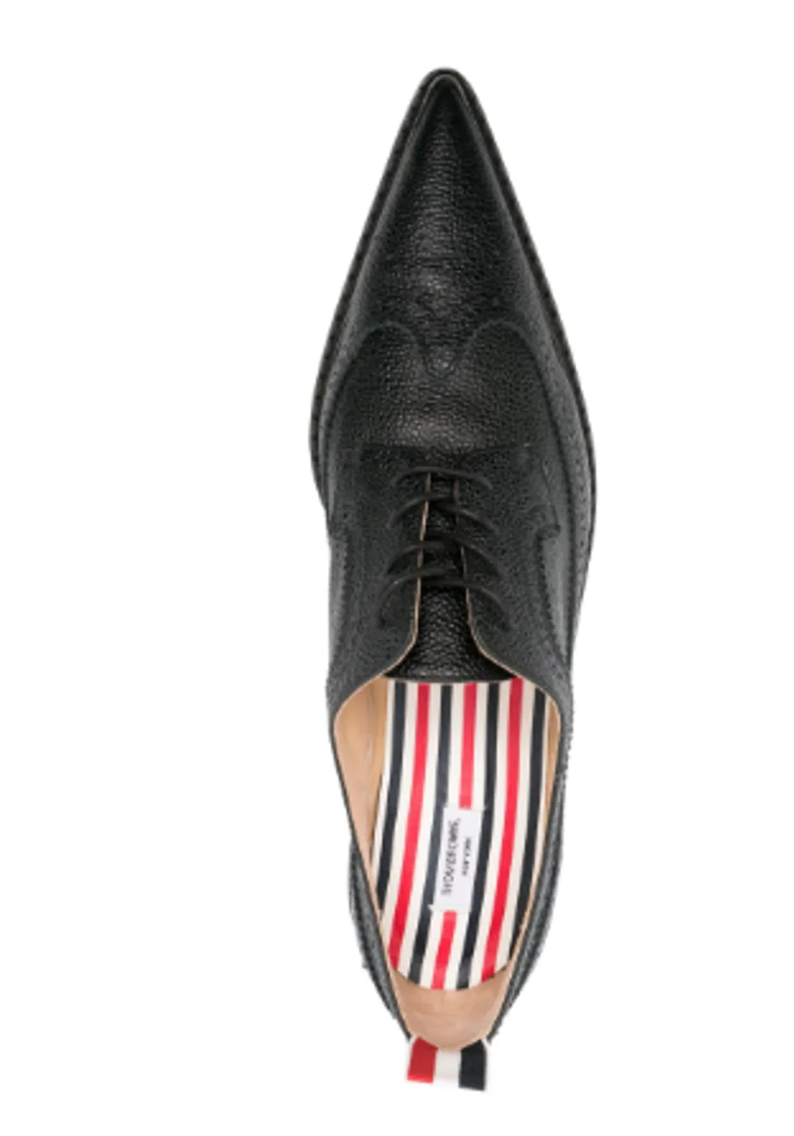 Thom Browne Pointed-Toe Leather Brogues, Black