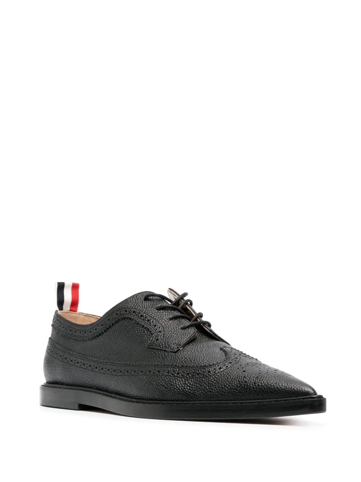 Thom Browne Pointed-Toe Leather Brogues, Black