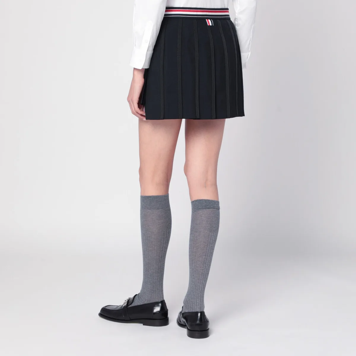 Thom Browne Black Ruffled Mini Skirt In Wool Blend