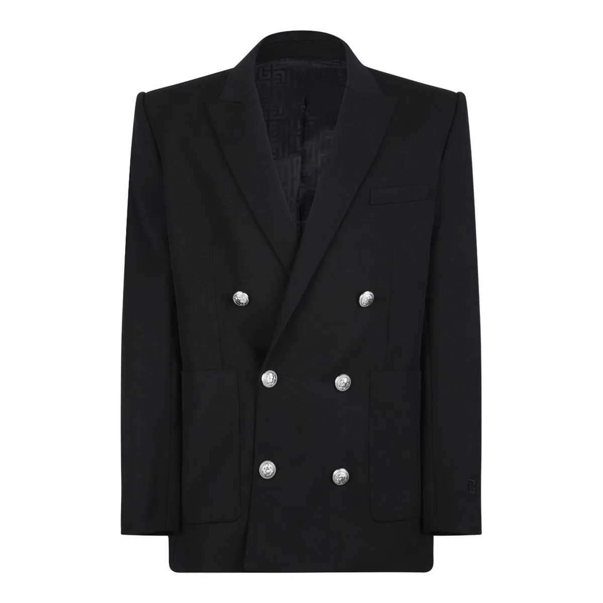 Balmain Black Wool Fitted Collection Blazer