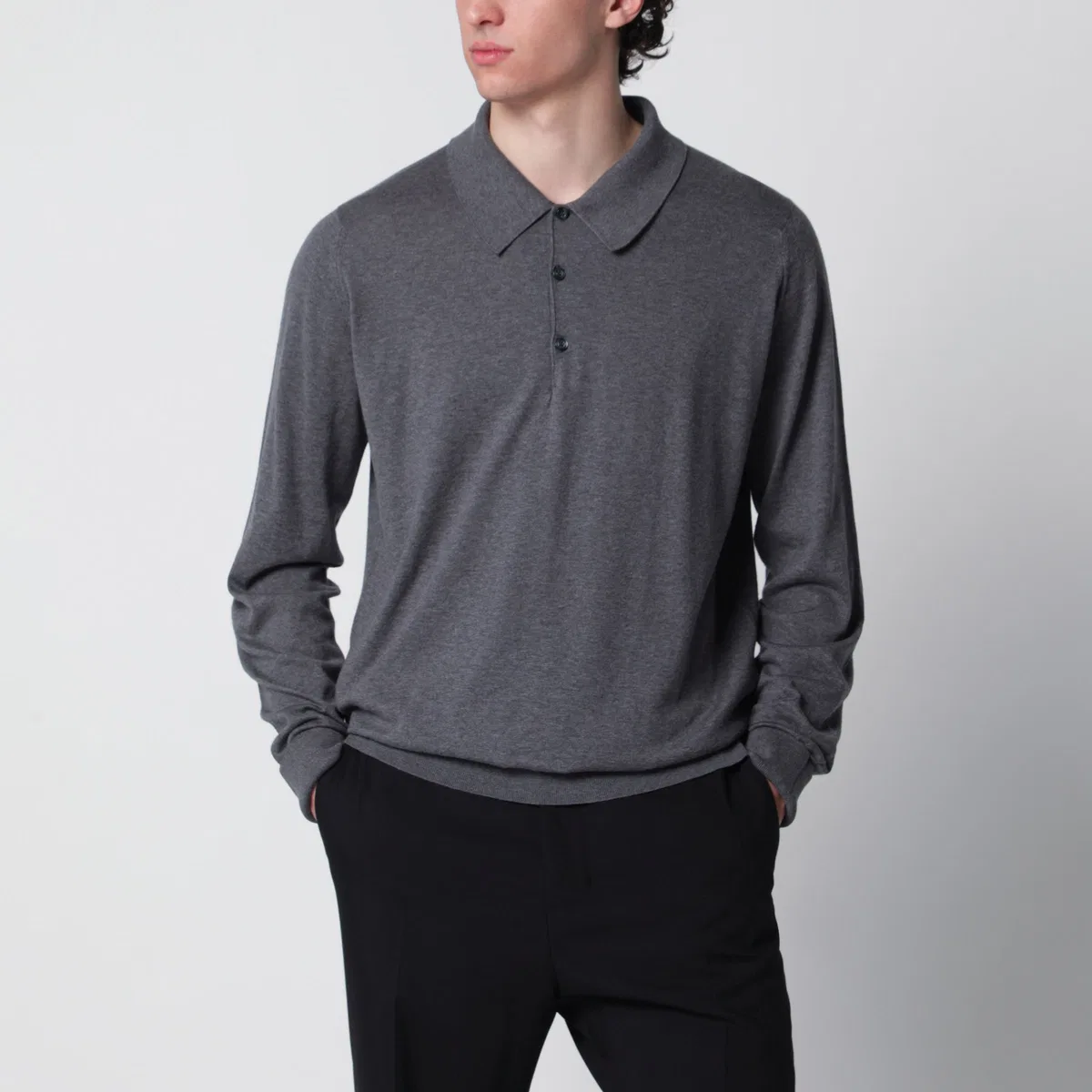 John Smedley Gray Finchley Polo In Cotton