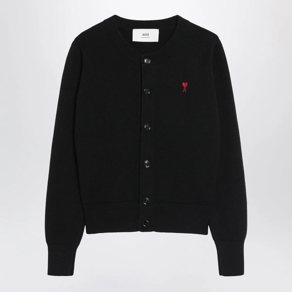 Ami paris Ami De Coeur Cardigan In Black Wool