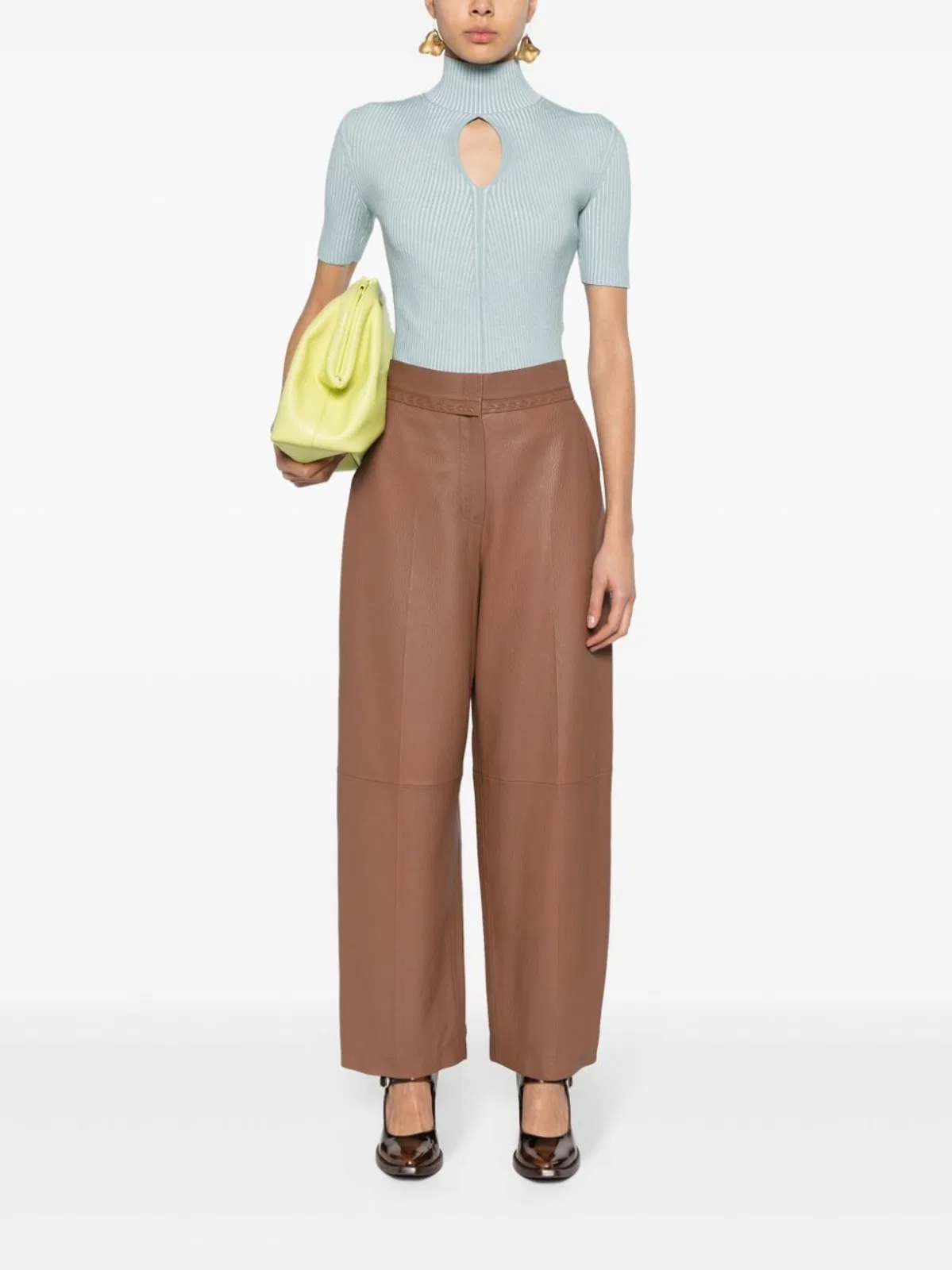 Fendi Tan Coloured Leather Trousers