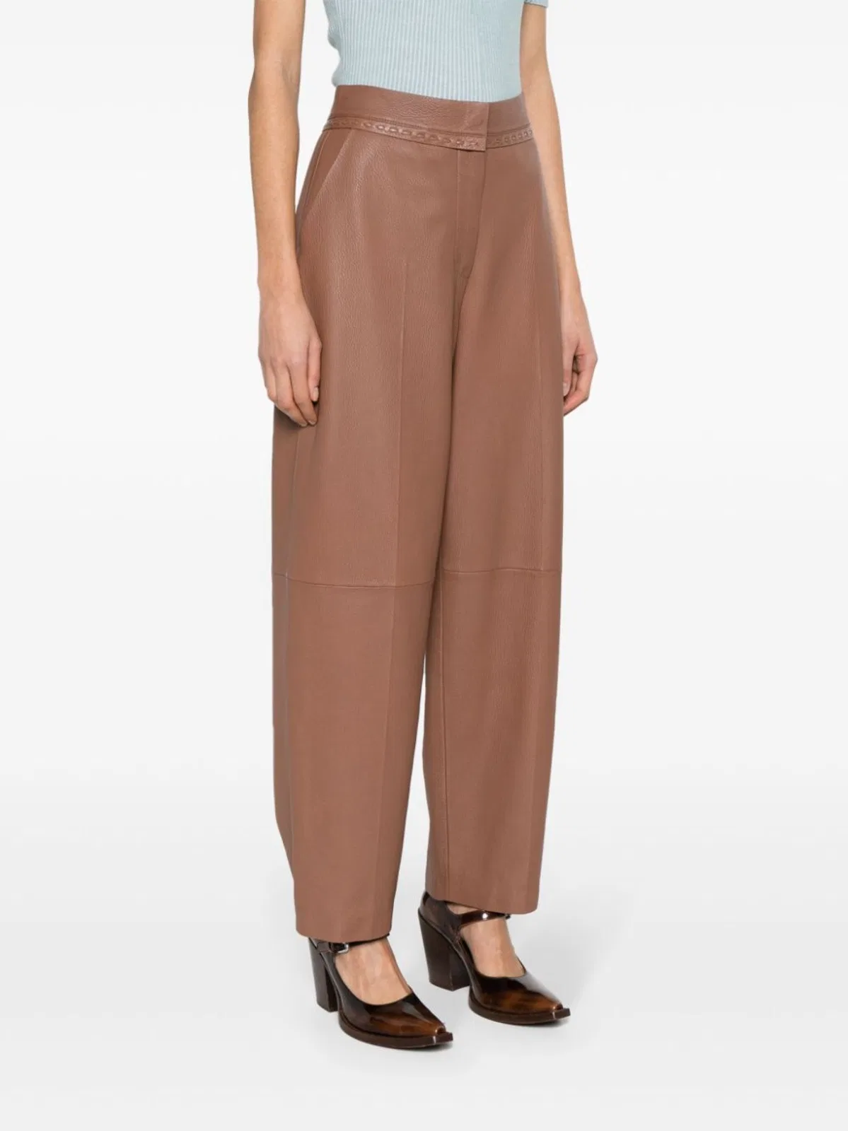 Fendi Tan Coloured Leather Trousers