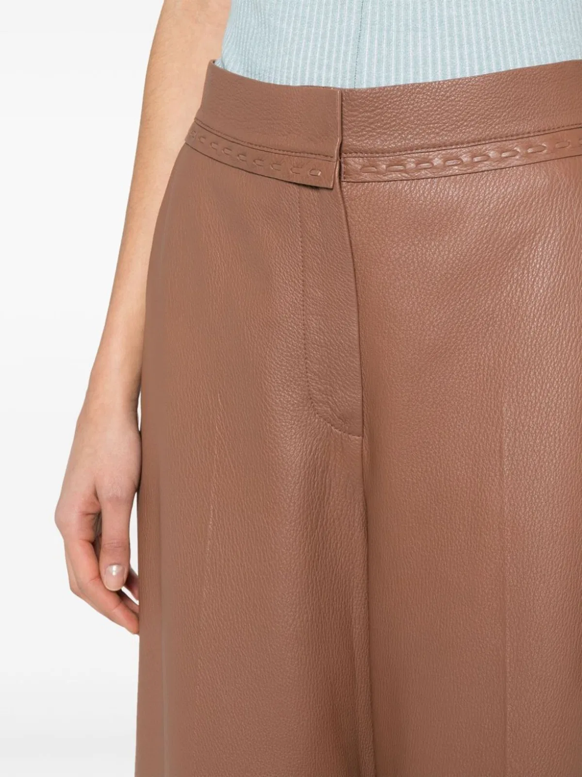 Fendi Tan Coloured Leather Trousers