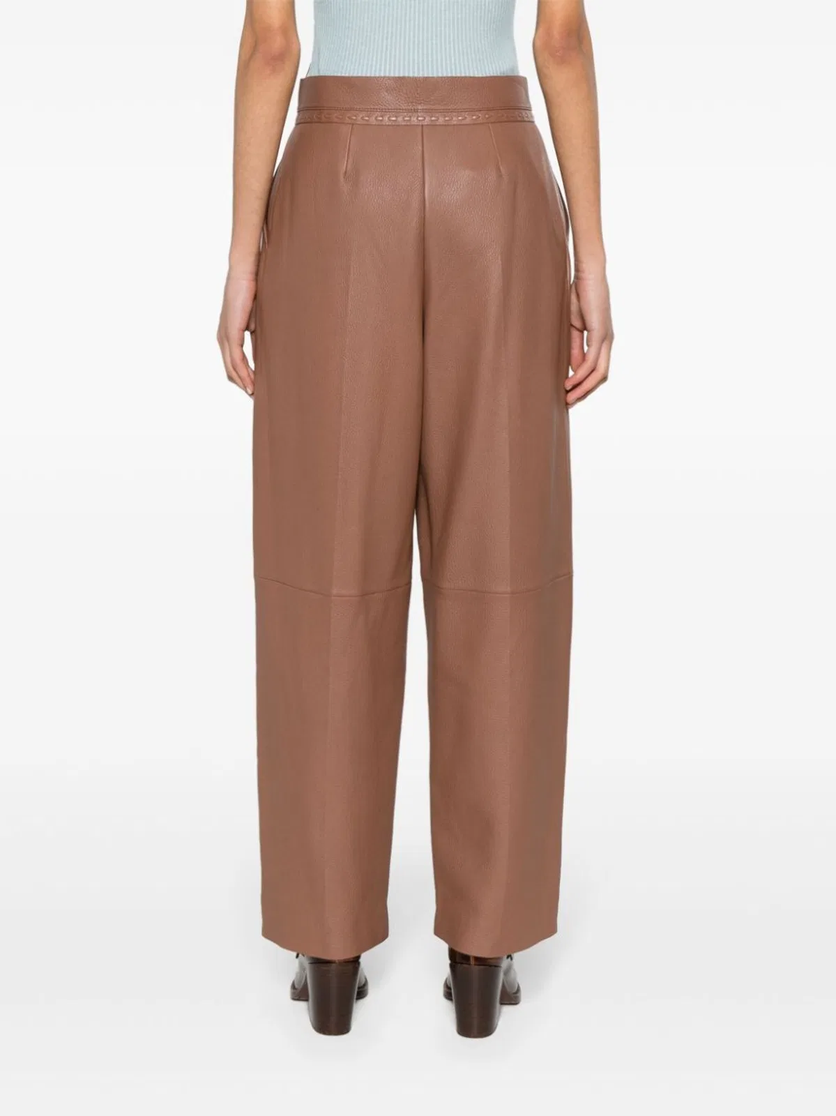 Fendi Tan Coloured Leather Trousers