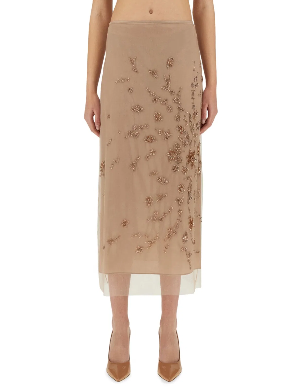 Fendi Embroidered Tulle Skirt