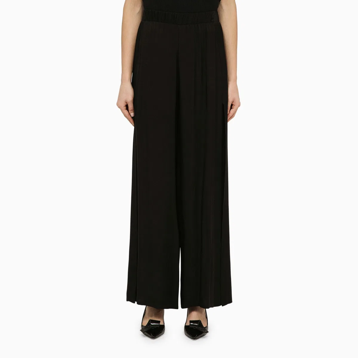 Federica tosi Black Viscose Palazzo Trousers