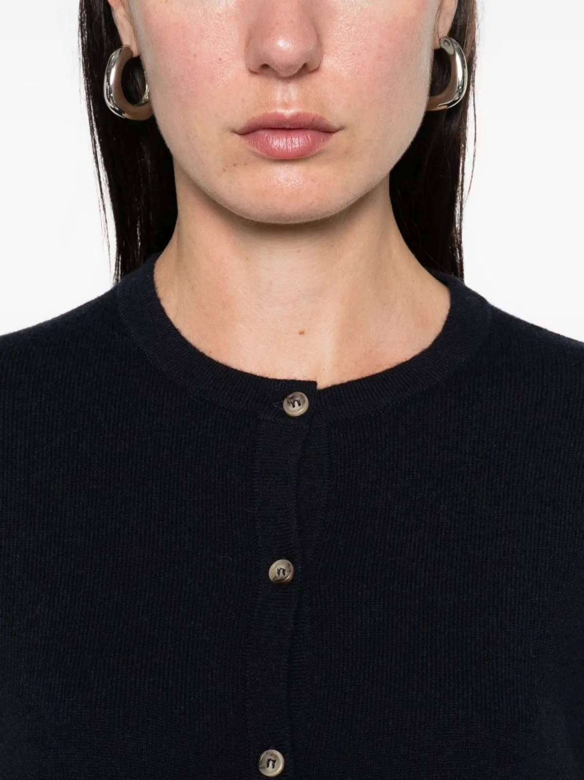 Soft Goat Button Fastening Ribbed Sweater