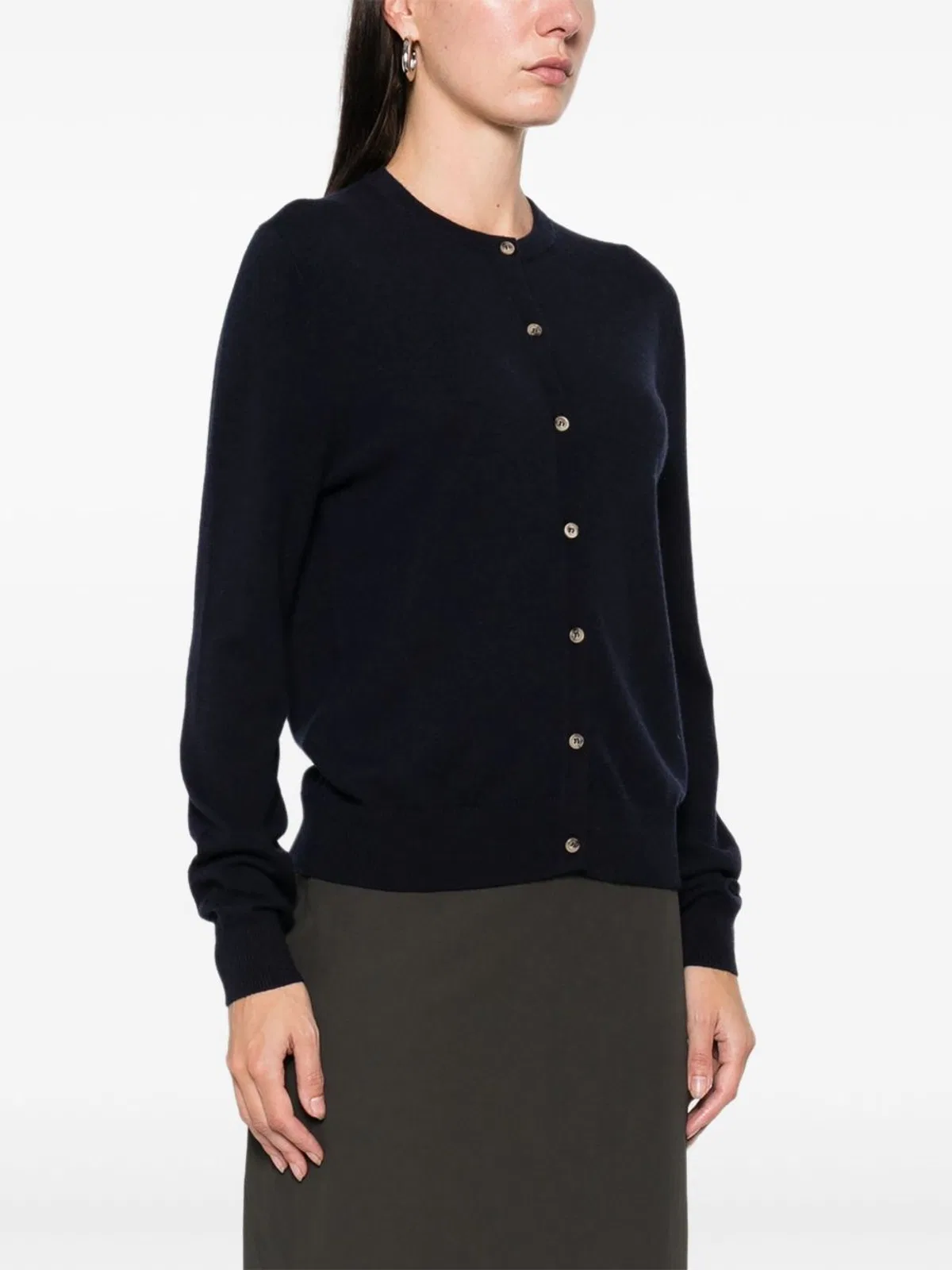 Soft Goat Button Fastening Ribbed Sweater