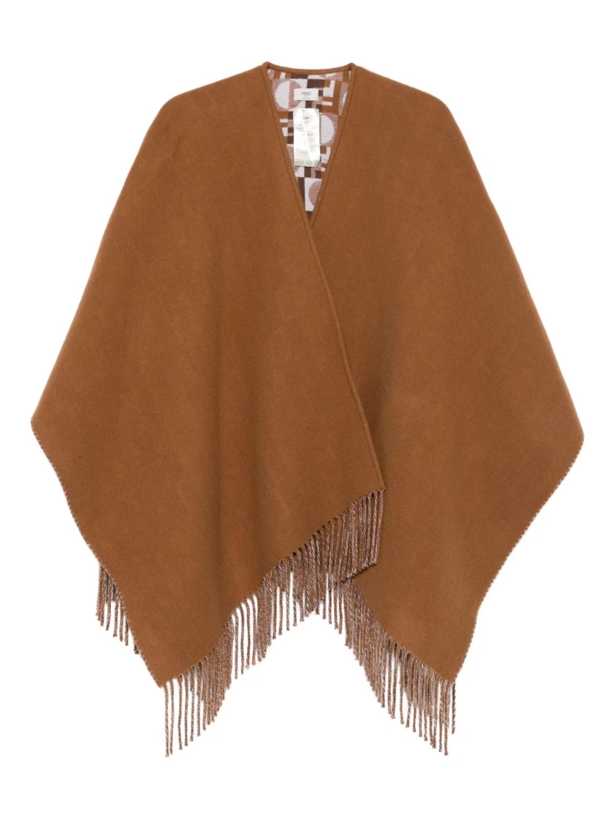 Fendi Fringed Woven Poncho Cape