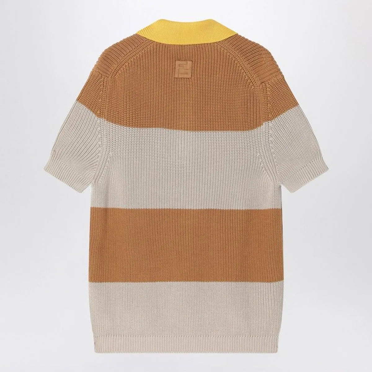 Fendi Knitted Cotton Polo Shirt With Sand And