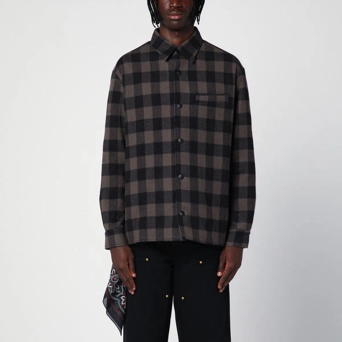 Destin Check Pattern Wool And Cashmere Overshir