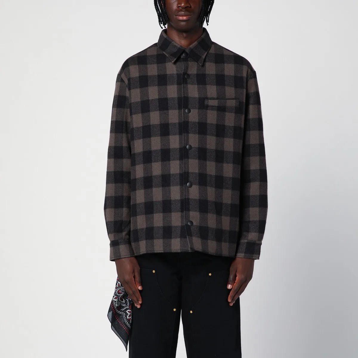 Destin Check Pattern Wool And Cashmere Overshir