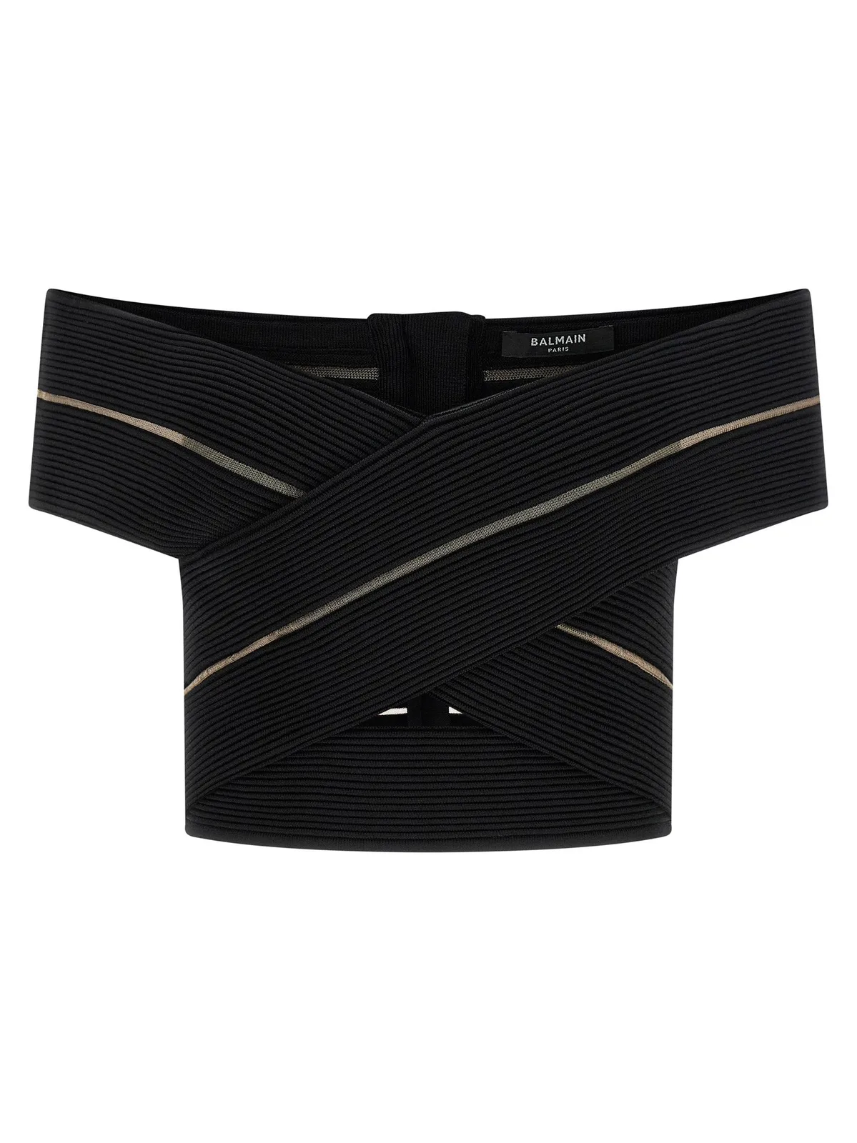 Balmain Off-The-Shoulder Crop Top