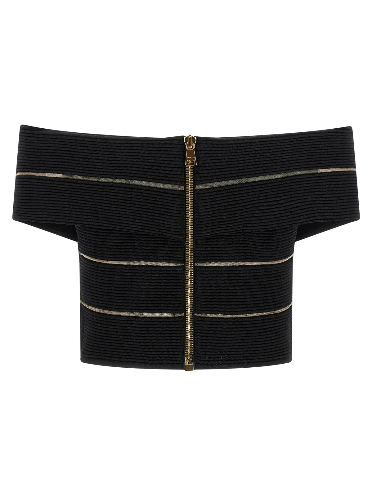 Balmain Off-The-Shoulder Crop Top