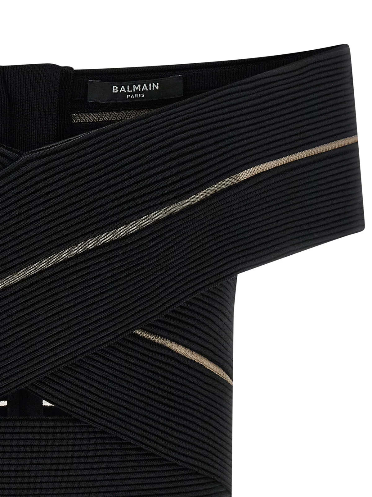 Balmain Off-The-Shoulder Crop Top