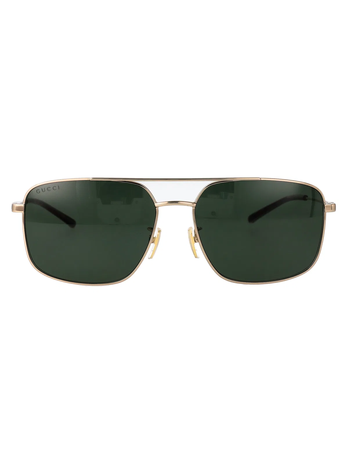 Gucci Gold-Gold-Green Metal Sunglasses