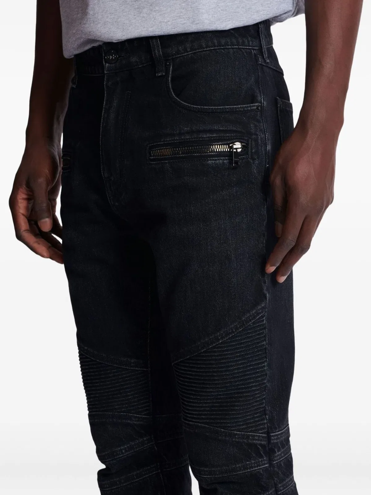 Balmain Biker Jeans Black Denim