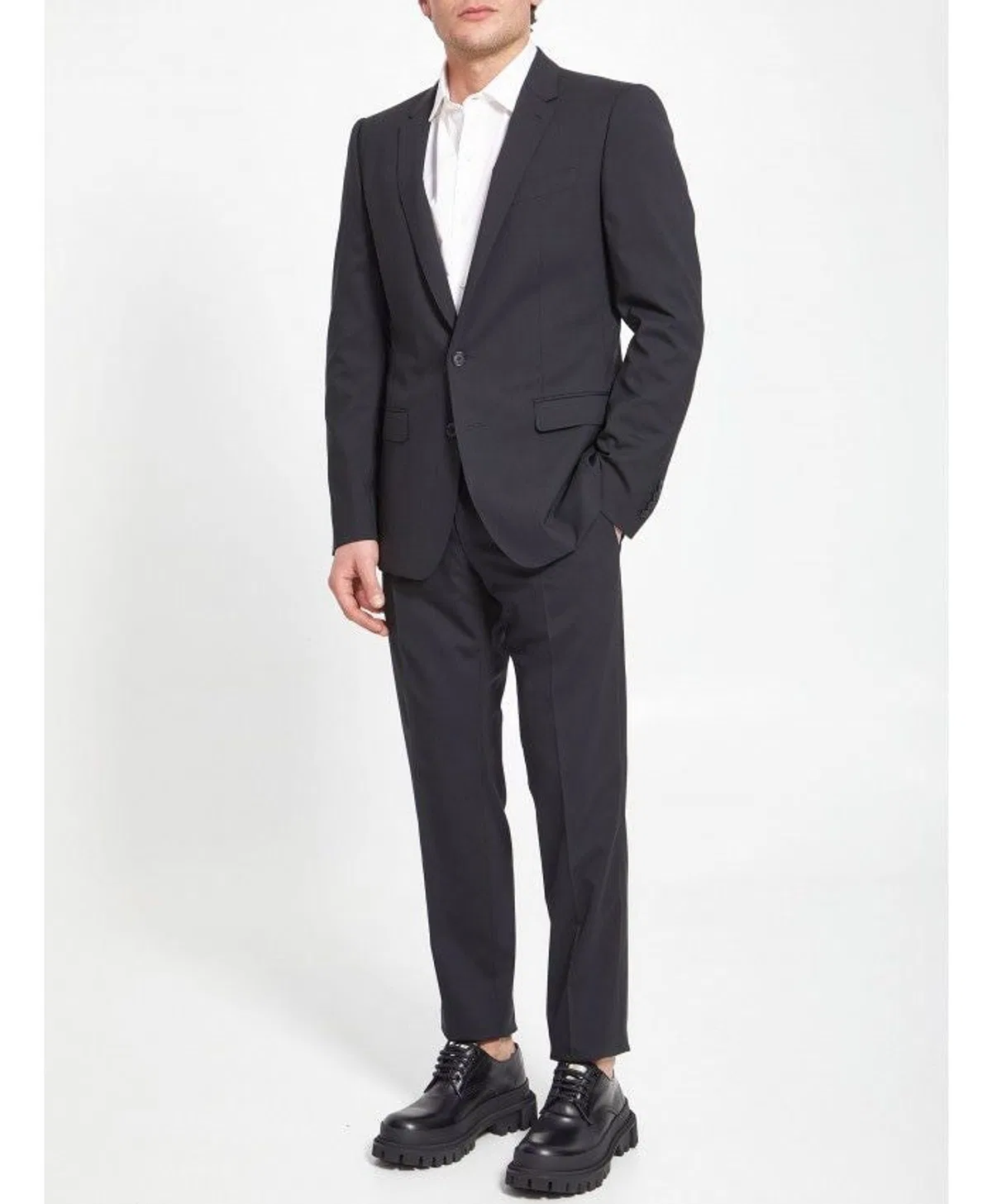 Dolce Gabbana Dolce & Gabbana Black Stretch Wool Tuxed