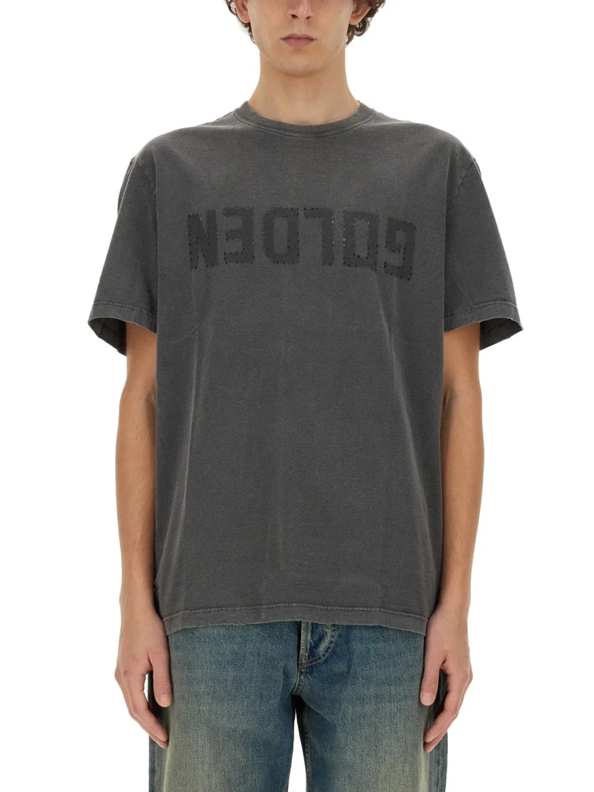 Golden Goose Grey Cotton T-Shirt Polo