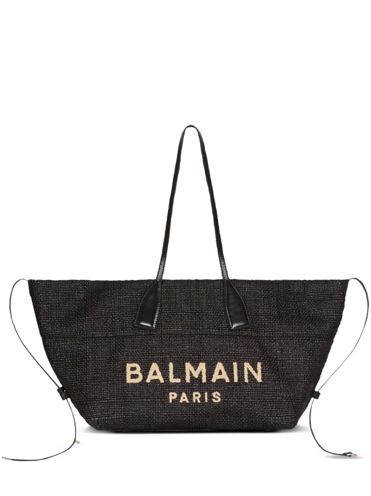 Balmain Track Raffia Tote Bag