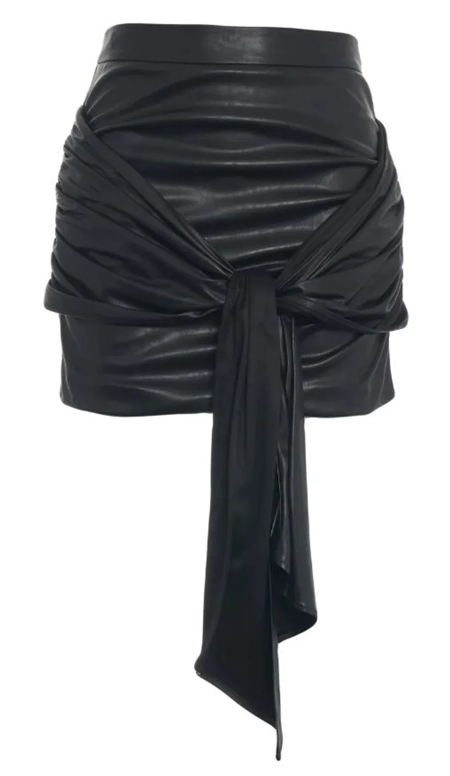 Elisabetta Franchi Black Ruched Effect Tie-Front Detail Dra