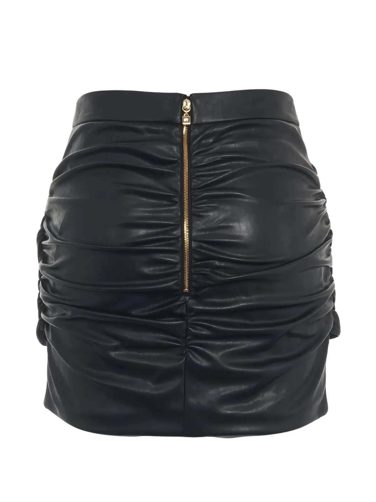 Elisabetta Franchi Black Ruched Effect Tie-Front Detail Dra