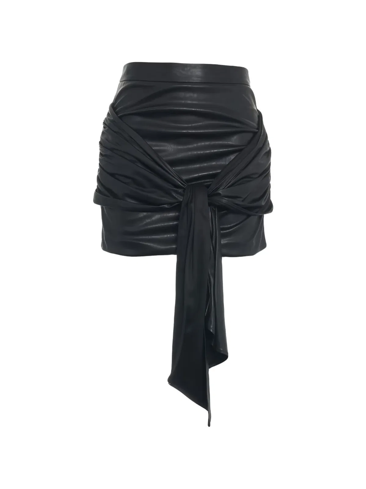 Elisabetta Franchi Black Ruched Effect Tie-Front Detail Dra