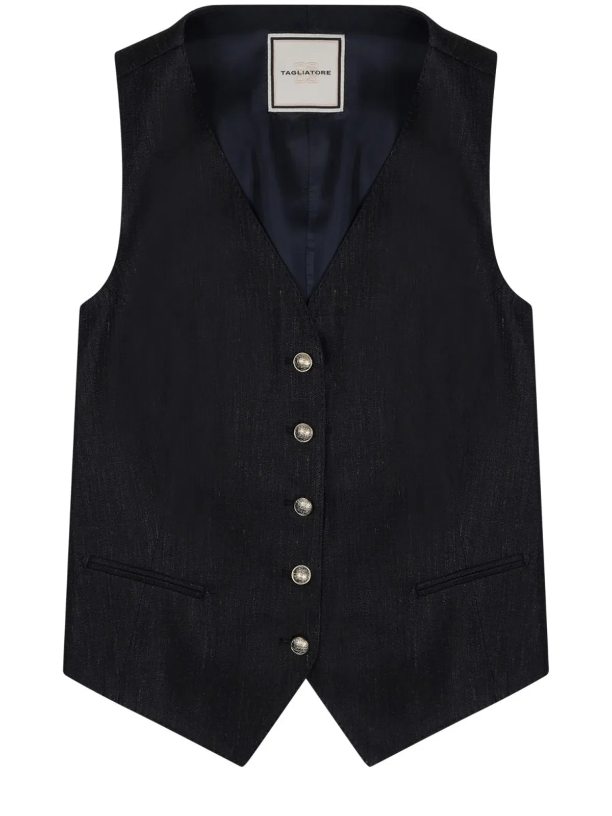 Tagliatore Gilet In Lino Con Bottoni
