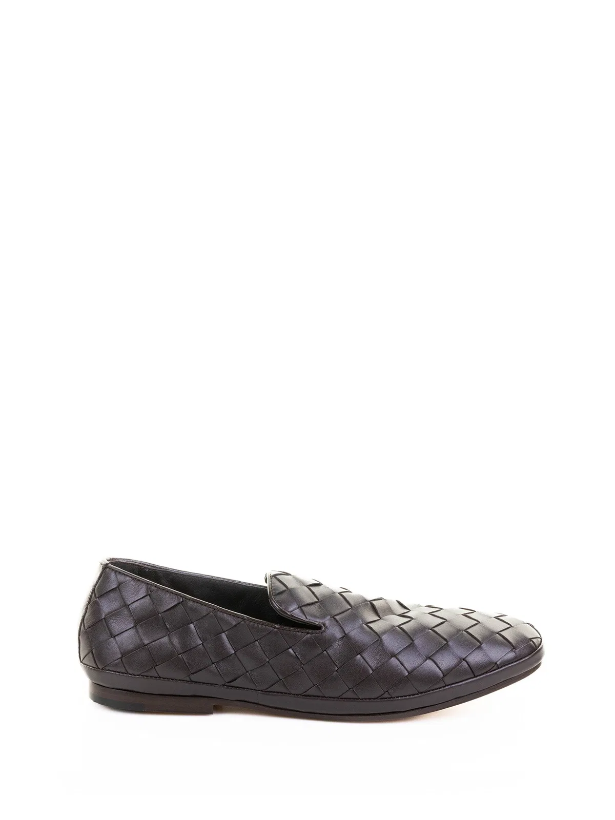 Henderson Moccasin Slip On In Woven Nappa Dark Bro