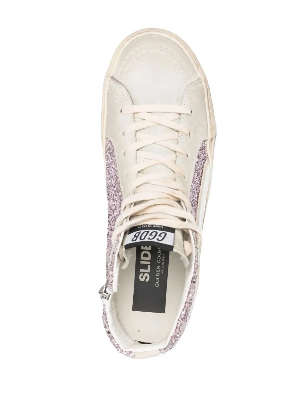 Golden Goose "Slide" Glitter Upper Suede Toe Shiny Le