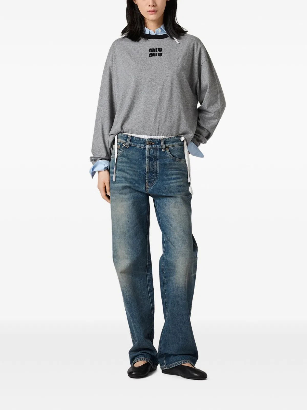 Miu Miu Straight Leg Cotton Denim Five Pocket Je