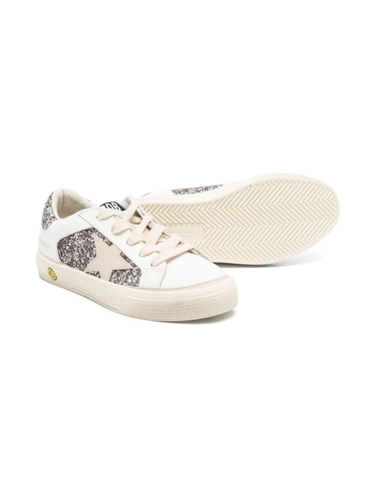 Golden Goose Kids "May" Leather And Glitter Upper Sue