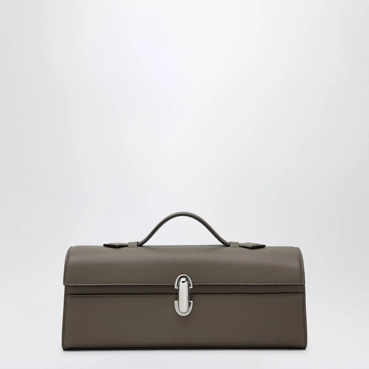 Savette Slim Symmetry Pouch In Brown Calf Leathe