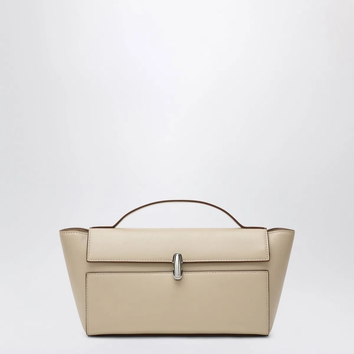 Savette Symmetry Trapeze Pouch In Ivory Leather