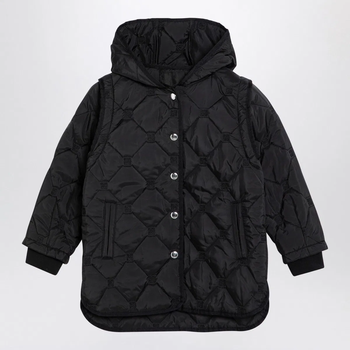 Givenchy Kids Black Quilted Parka With Removable 