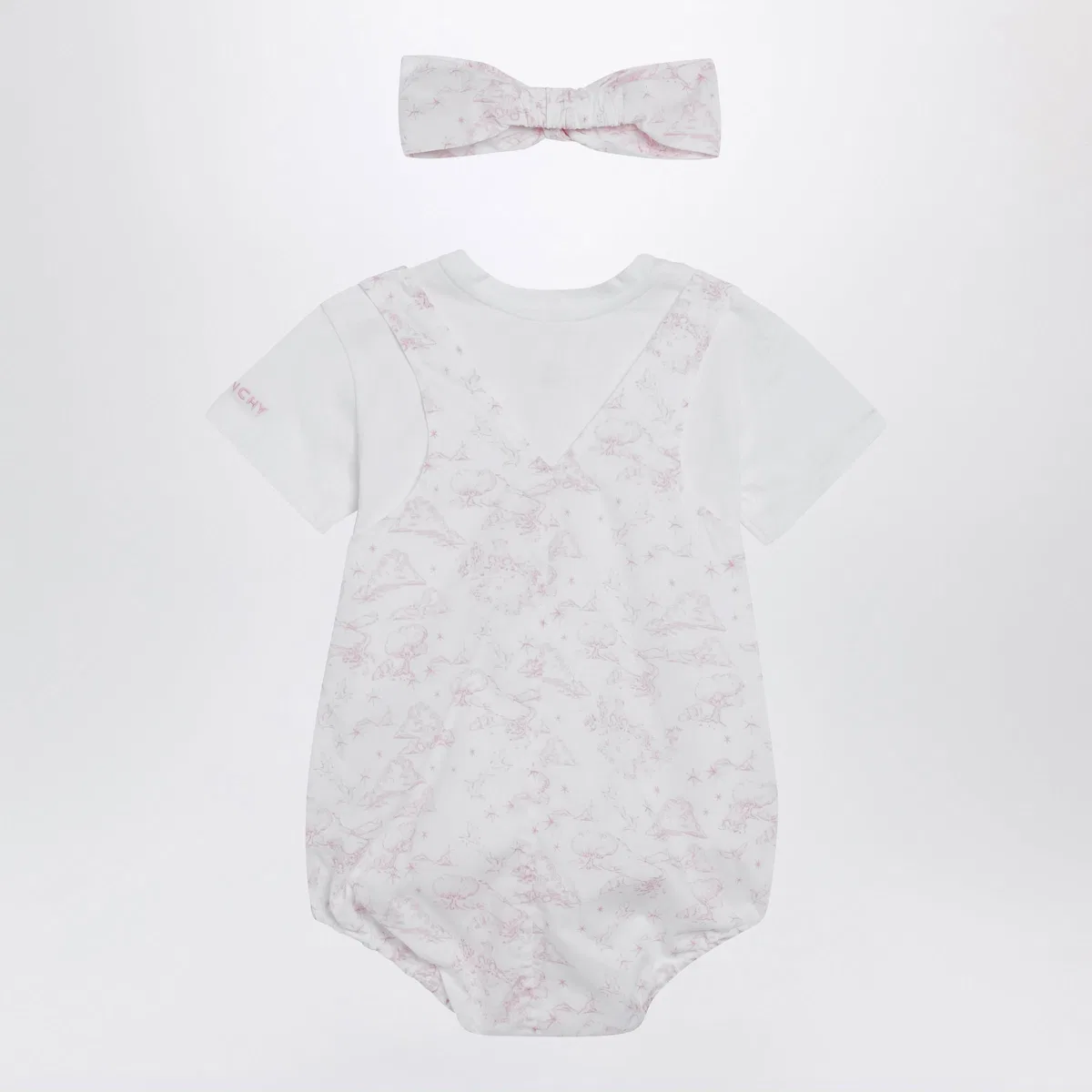 Givenchy White/Pink Cotton Romper With Headband