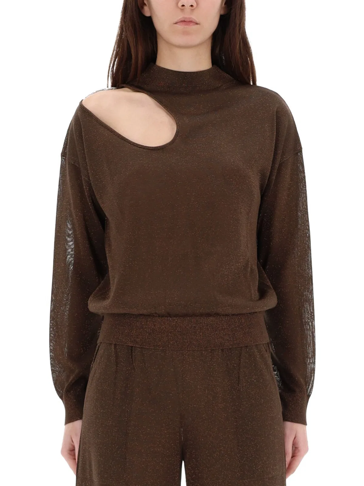 Circus Hotel Brown Viscose-Blend Top