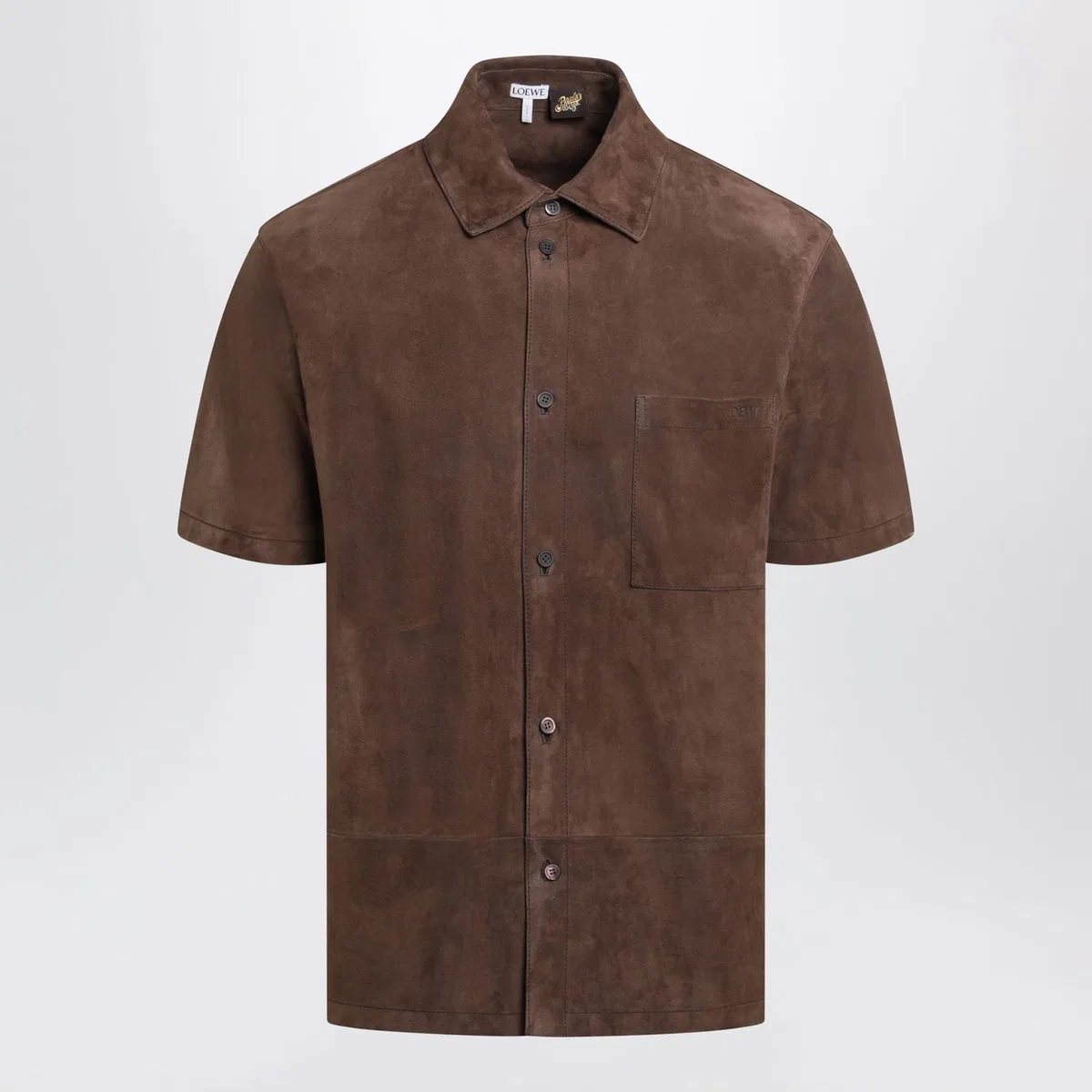 Loewe Shortsleeved Shirt In Dark Brown Suede G