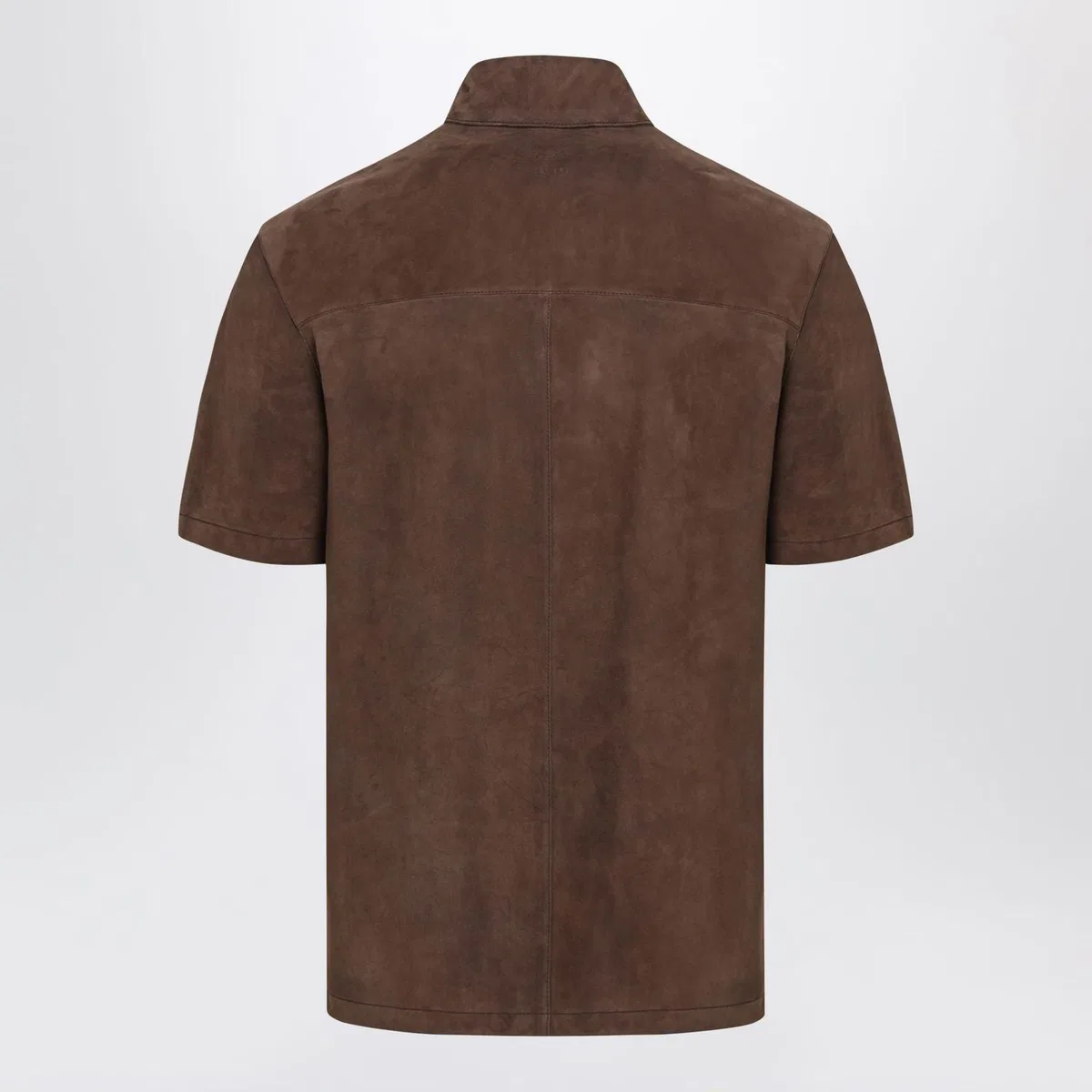 Loewe Shortsleeved Shirt In Dark Brown Suede G