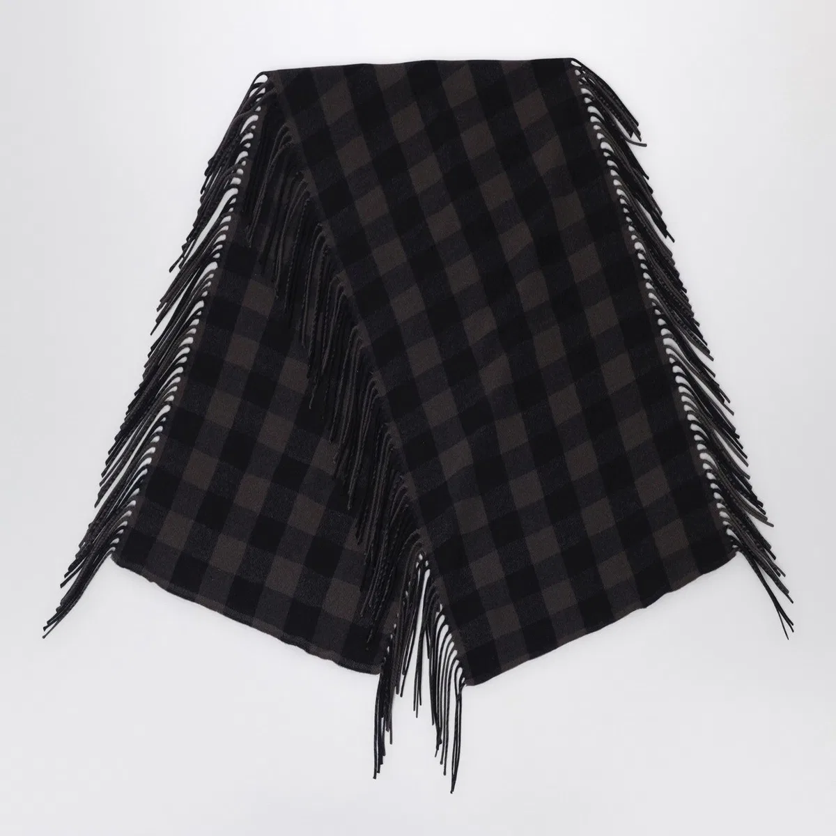 Destin Brown Check Wool And Cashmere Shawl