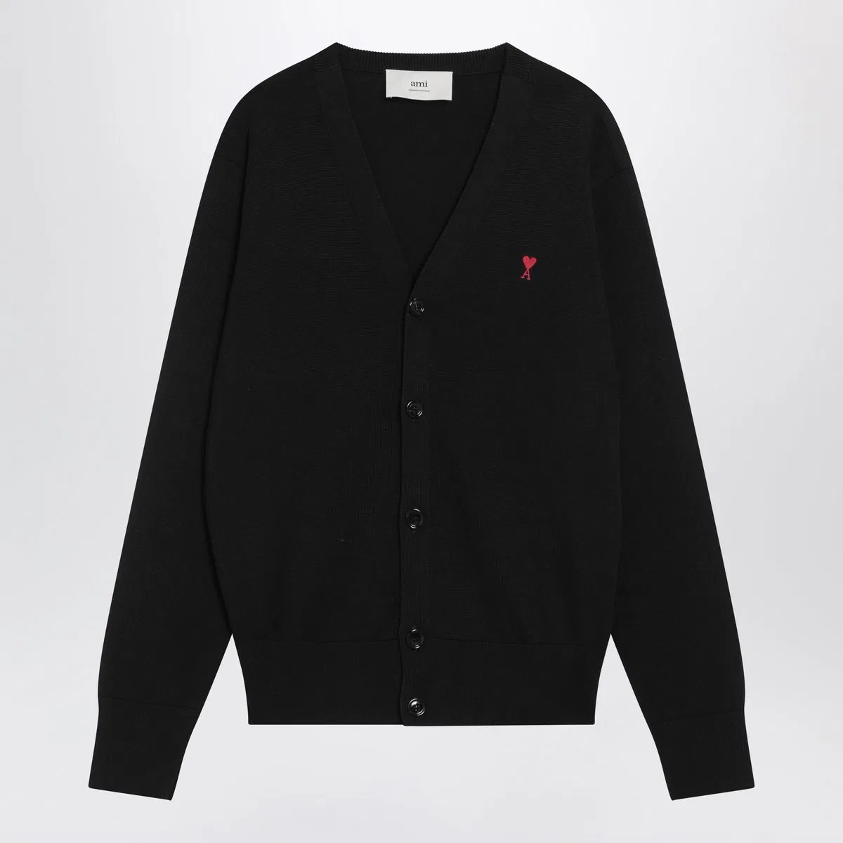 Ami paris Ami De Coeur Black Wool Cardigan